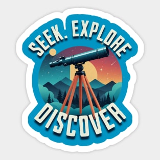 Galactic Explorer: Antique Telescope Astronomy Sticker